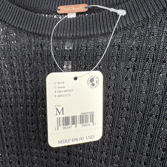 Free People Semi Sheer H2O Sweater Black Medium New - Picture 8 of 11